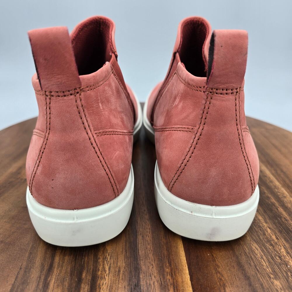 Ecco Soft 7 Low Booties Womens 10 41 Faded Red Nubuck Leather Zip Up Boots Shoes - Picture 4 of 8